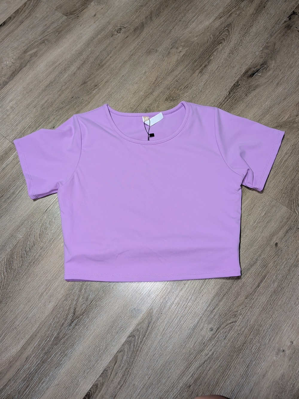 P'tula Lavender Short Sleeve Crewneck Crop Top - Sz Large